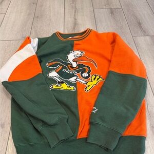 STARTER Vibrant Orange and Green Crewneck Sweater